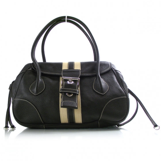Vitello Daino Stripe Sacca Black