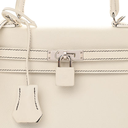 Hermes Evercolor Horseshoe Kelly Retourne 25 White Etain 8 of 11