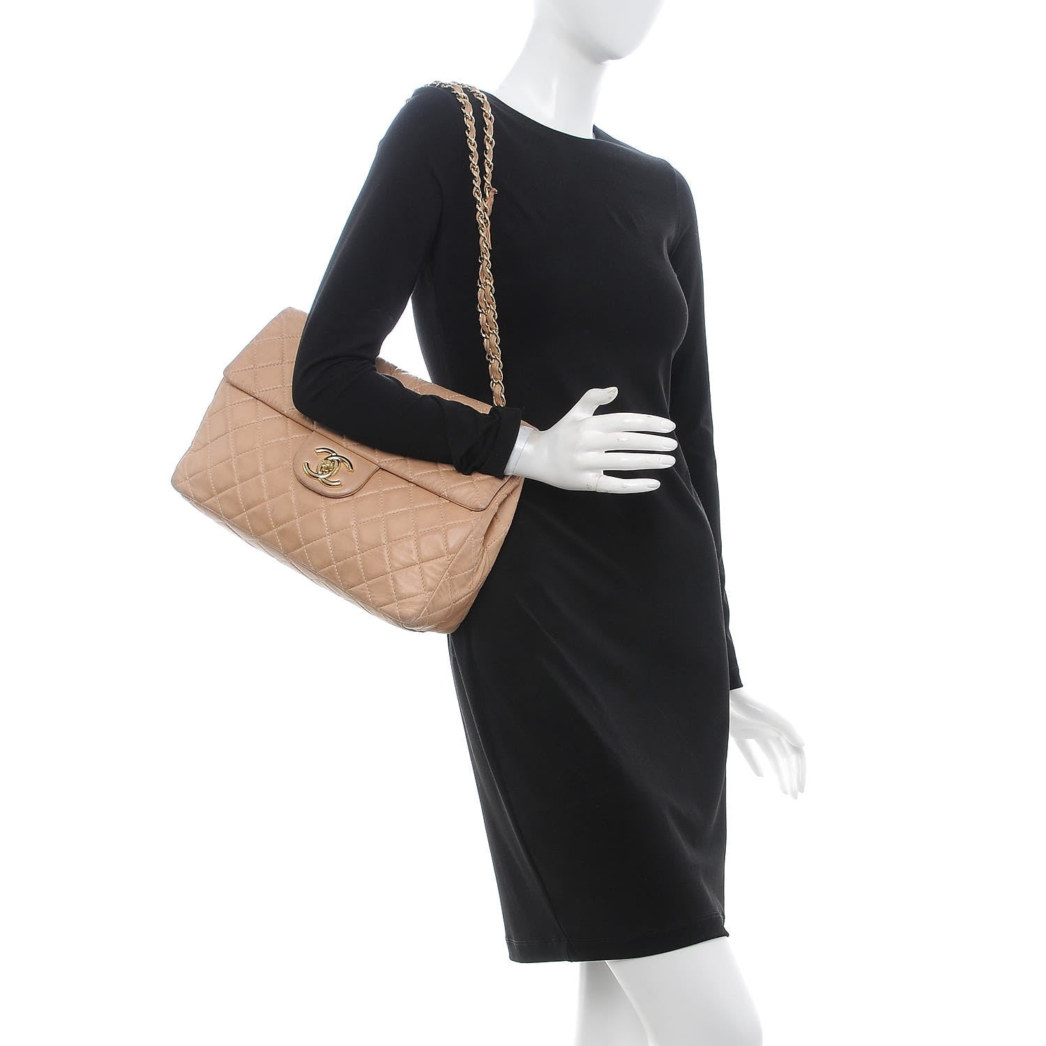 Chanel Lambskin Quilted Maxi Single Flap Beige 2 of 16