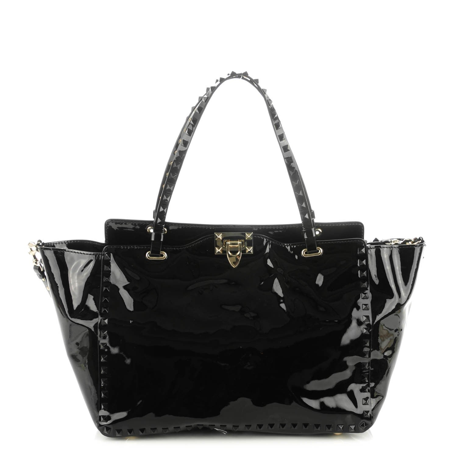 Valentino Garavani Patent Medium Rockstud Tote Black 1 of 7