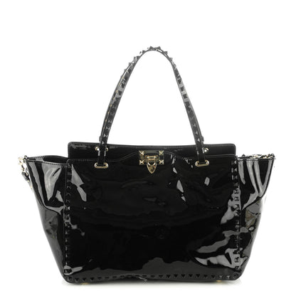 Valentino Garavani Patent Medium Rockstud Tote Black 1 of 7