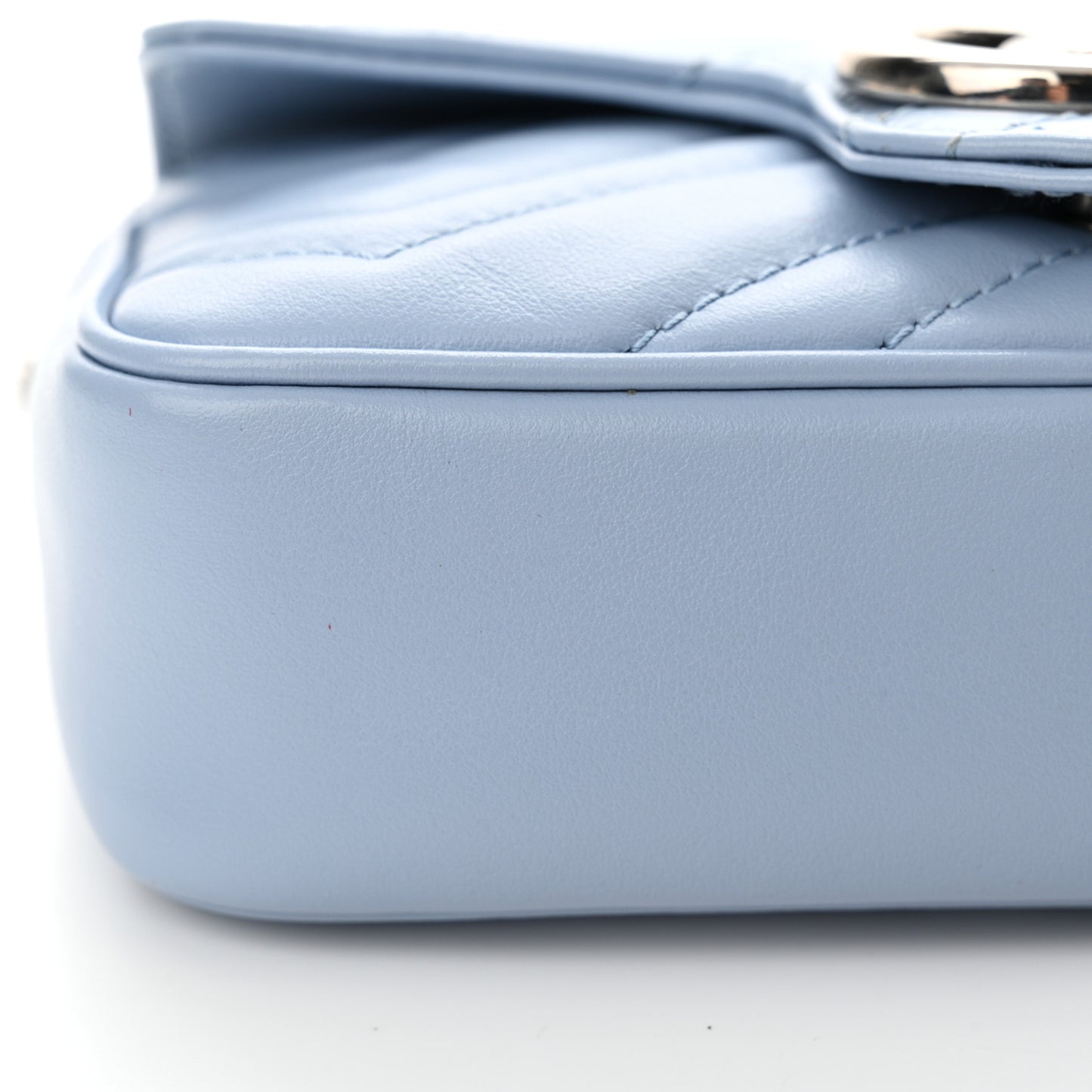 Calfskin Matelasse Super Mini GG Marmont Shoulder Bag Porcelain Light Blue
