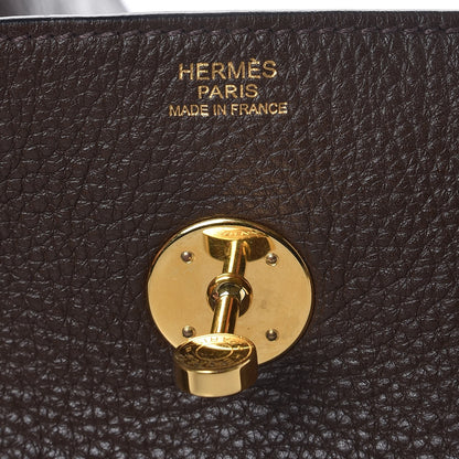Hermes Taurillon Clemence Lindy 34 Chocolate 7 of 12