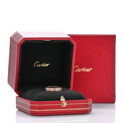 Cartier 18K Pink Gold Diamond 4mm LOVE Wedding Paved Band Ring 50 5.25 5 of 5