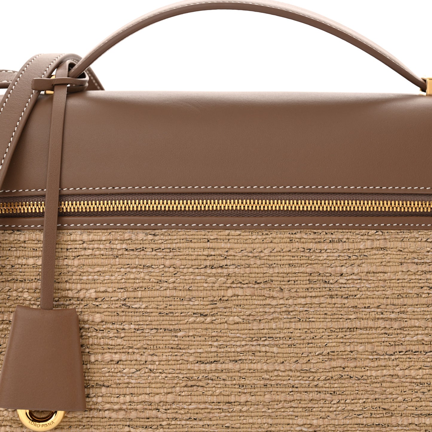 Calfskin Cotton Linen L27 Extra Pocket Bag Natural Light Beige