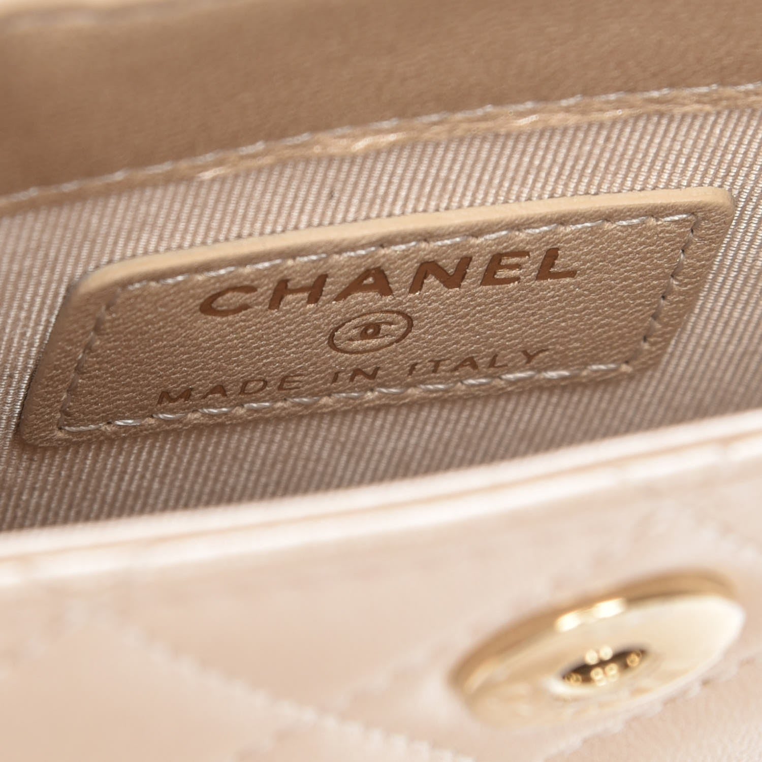 Chanel Metallic Lambskin Quilted CC Phone Holder Light Gold 7 of 9