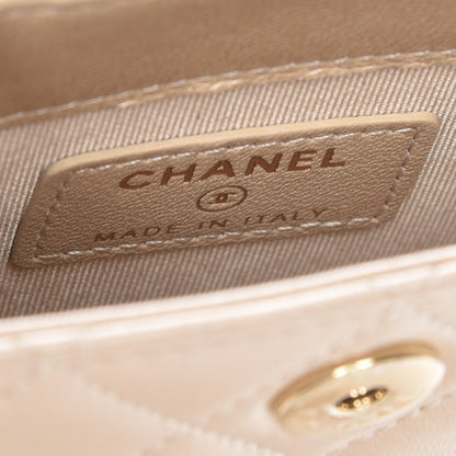 Chanel Metallic Lambskin Quilted CC Phone Holder Light Gold 7 of 9