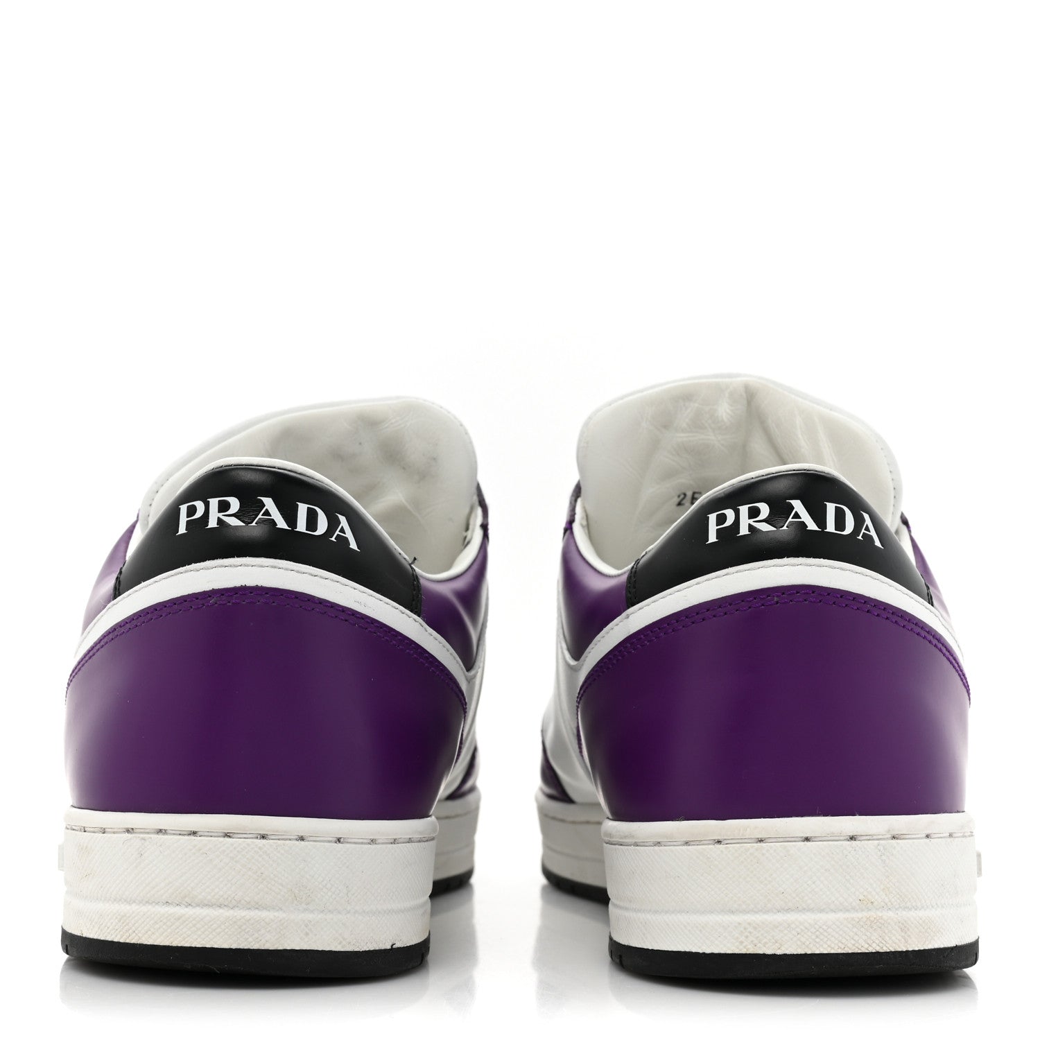 Prada Vitello Rois Metal Triangle Logo Mens Downtown Low Top Sneakers 8 White Ciclamino 4 of 12