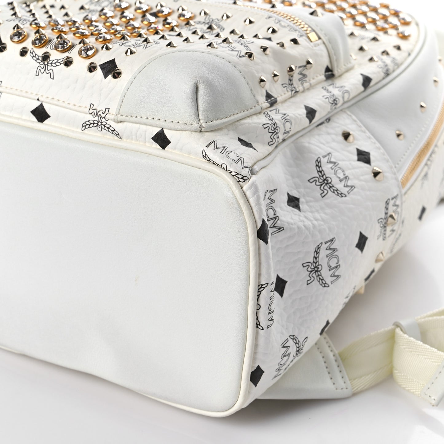 Visetos Swarovski Studded Small Diamond Backpack White