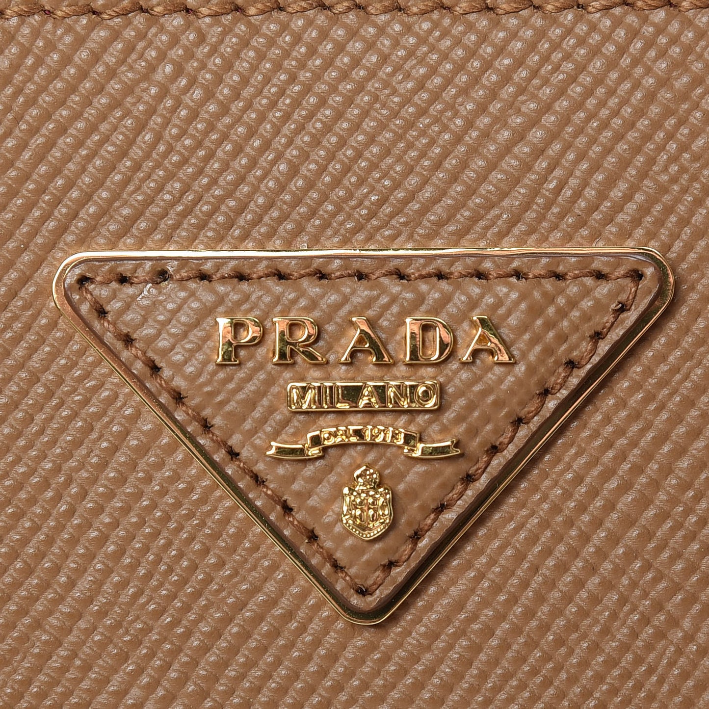 Saffiano Cuir Medium Double Bag Caramel Fuoco