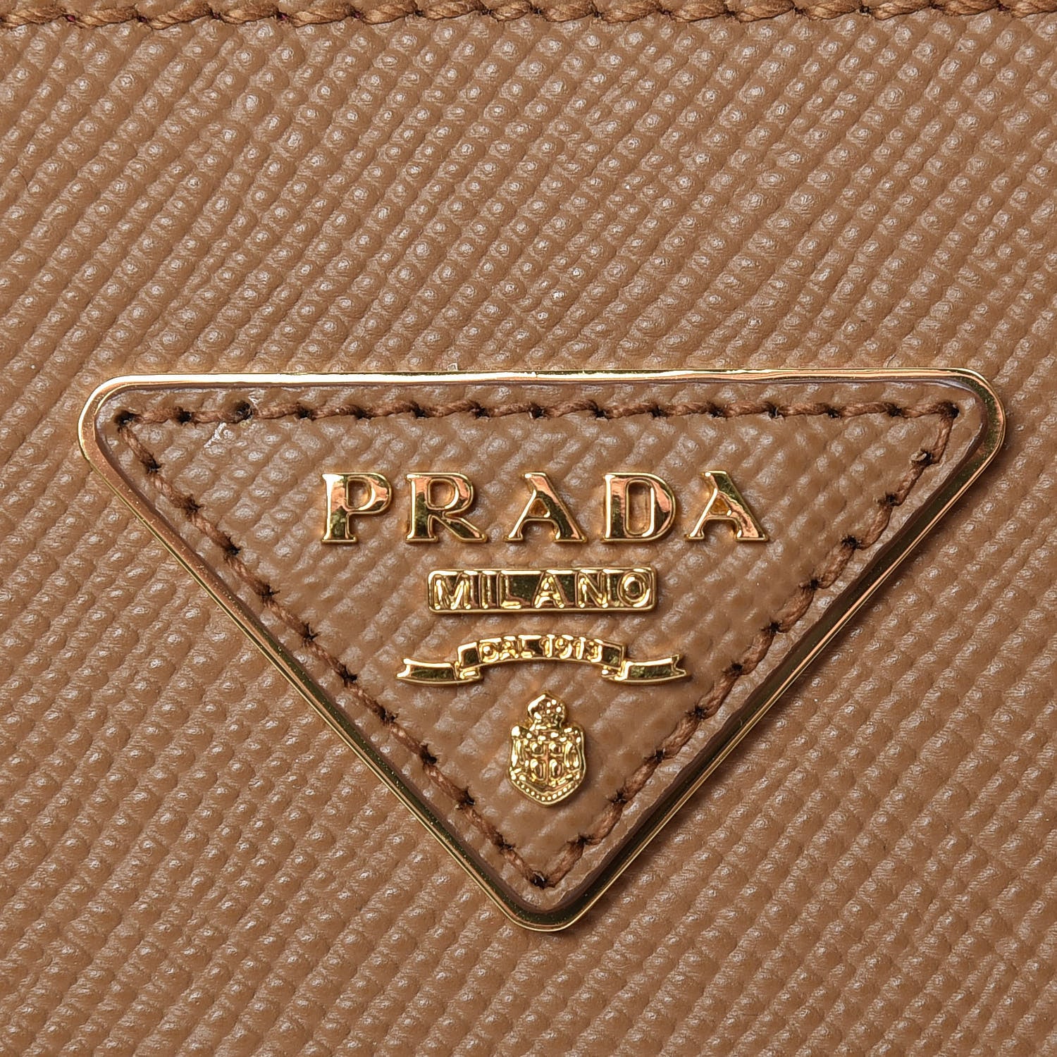 Prada Saffiano Cuir Medium Double Bag Caramel Fuoco 8 of 11