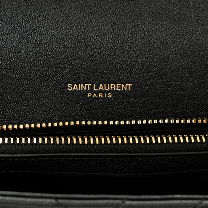 Saint Laurent Sheepskin Matelasse Chevron Monogram Medium College Bag Black 6 of 11