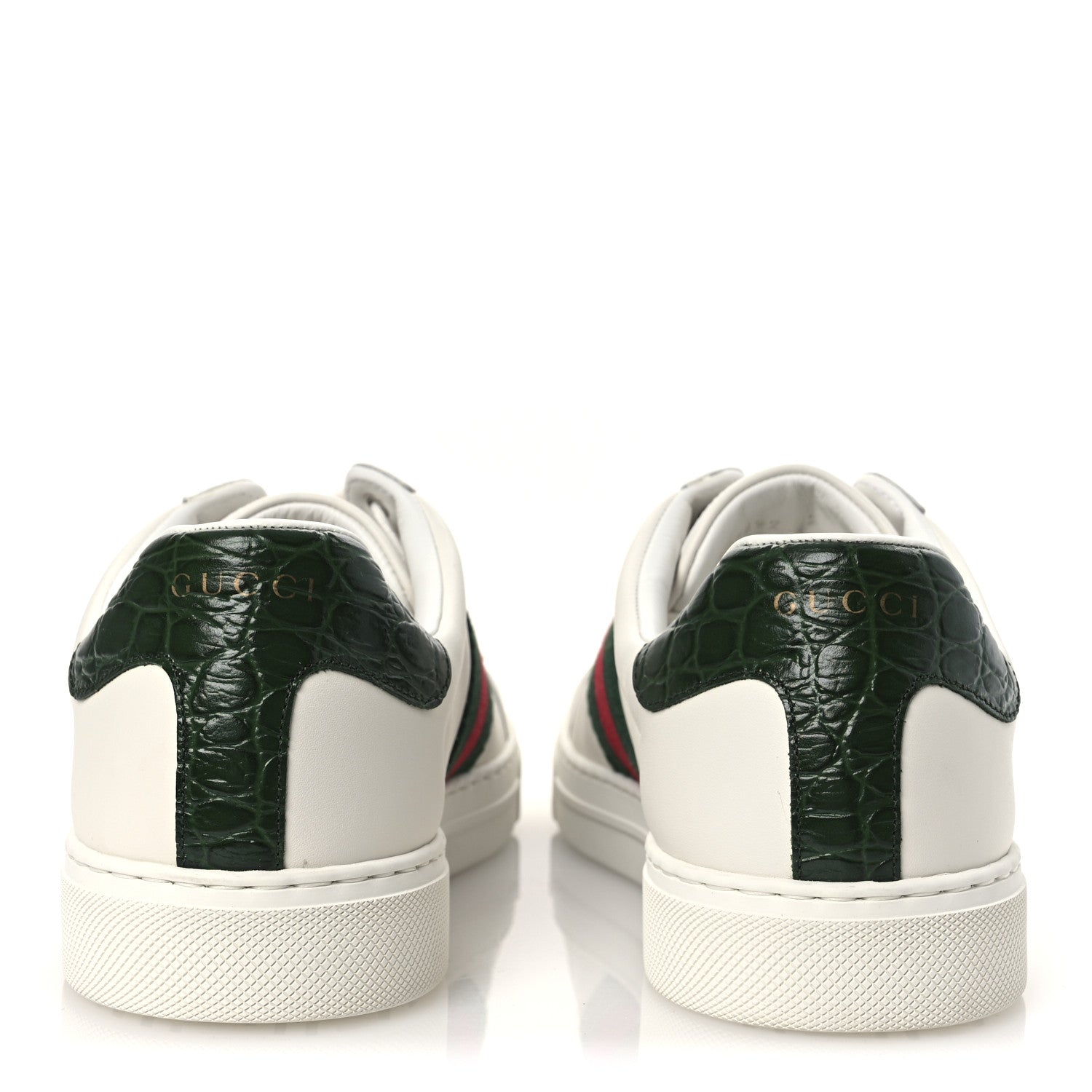 Gucci Ultralight Plume Calfskin Web Mens New Ace Sneakers 9 Green Ace 6 of 11