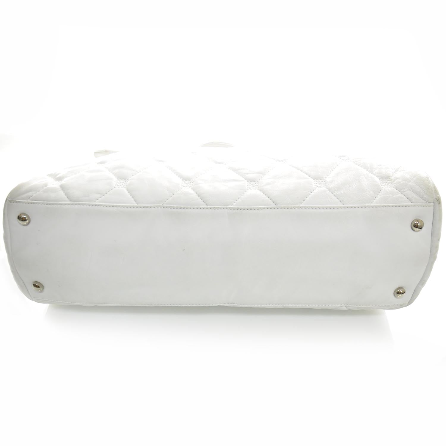 Chanel Quilted Lambskin Large Hidden Chain Tote White 4 of 12