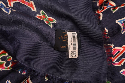 Louis Vuitton Wool Silk ABC Monogram Shawl Navy 8 of 8