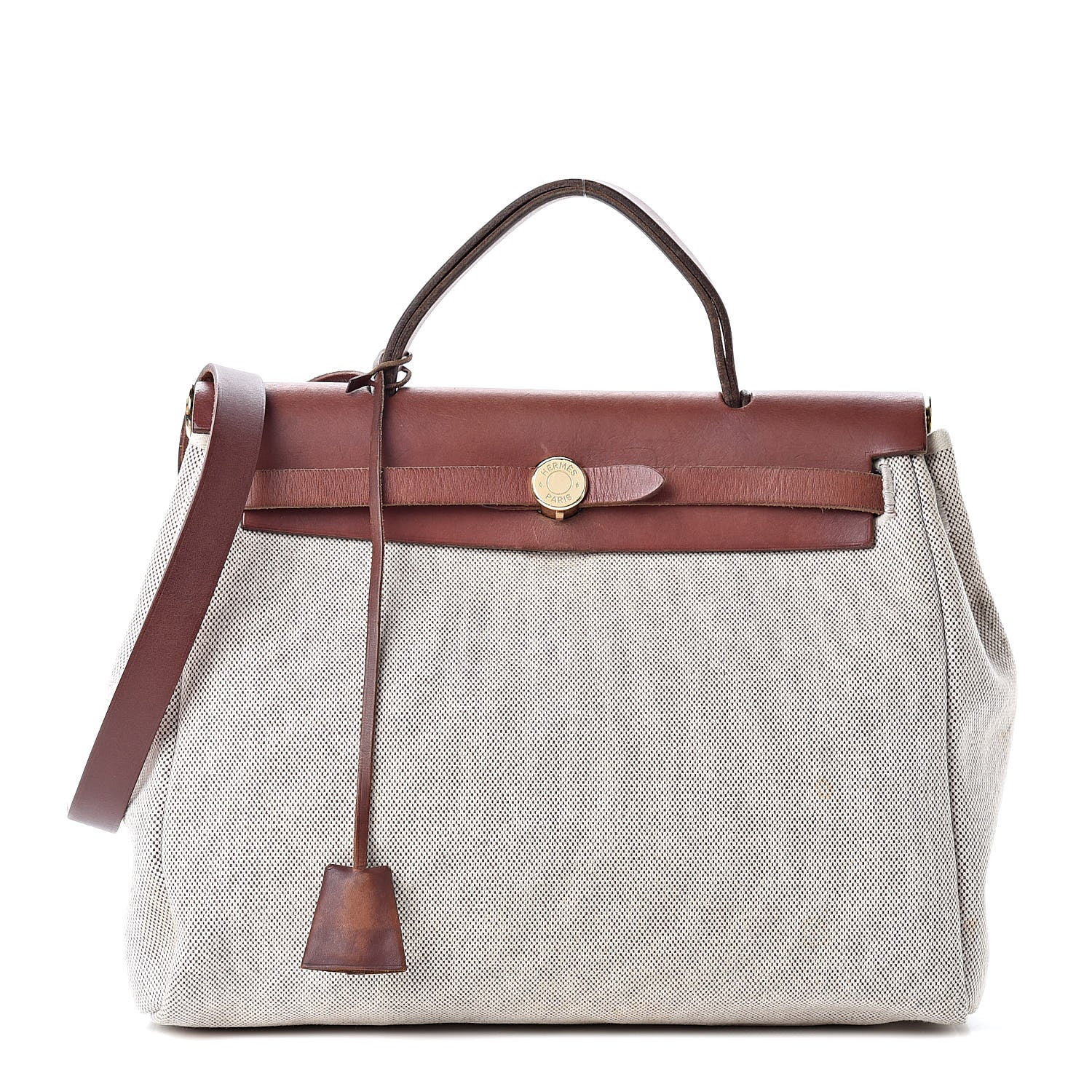 Hermes Toile Vache Calfskin Herbag 30 PM Natural 1 of 18