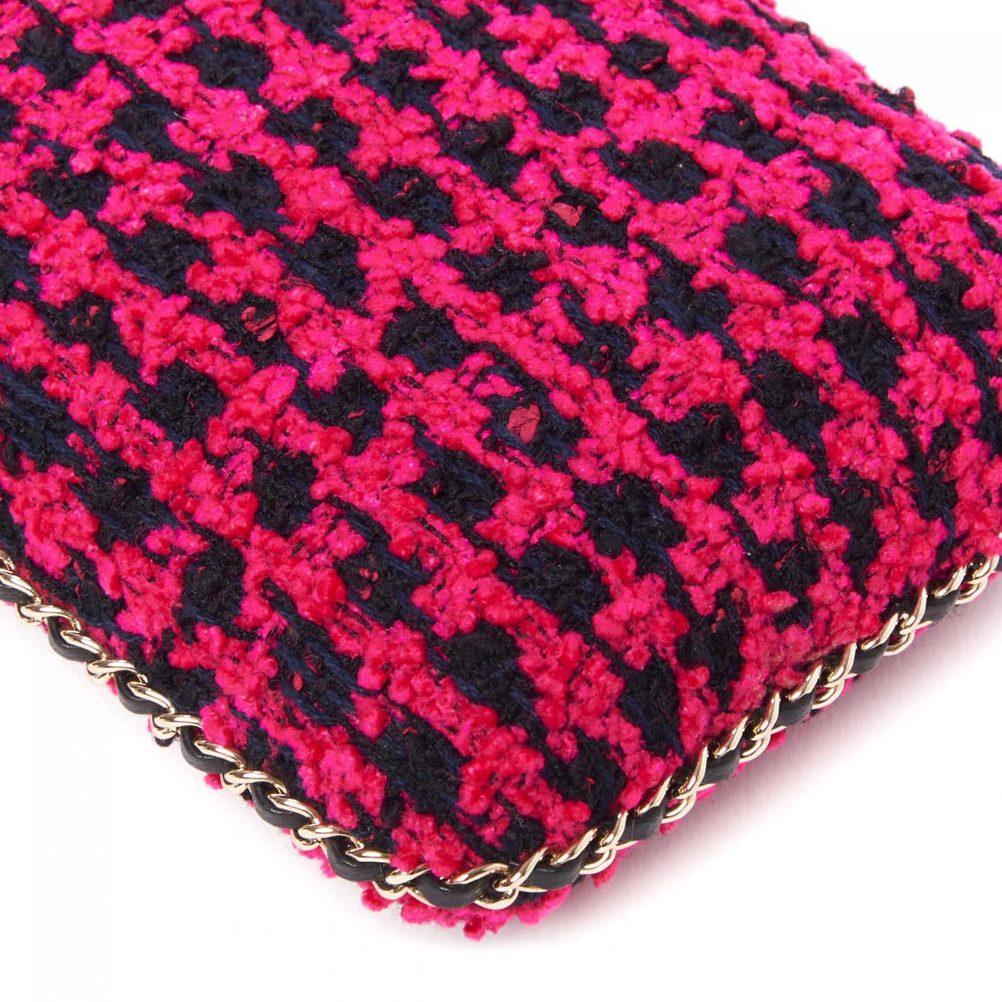 Tweed Chain Around Phone Holder Pink