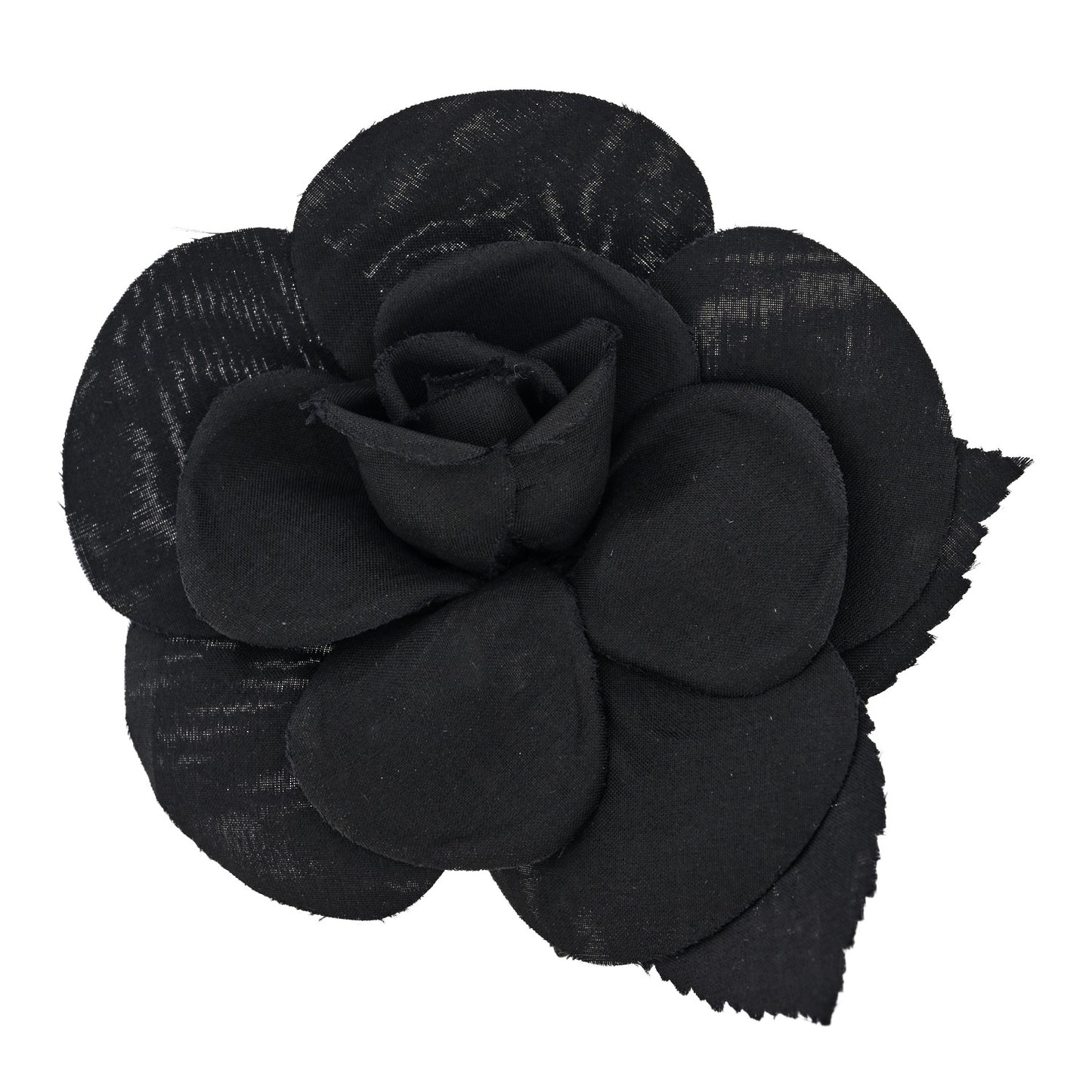 Silk Taffeta Camellia Brooch Pin Black