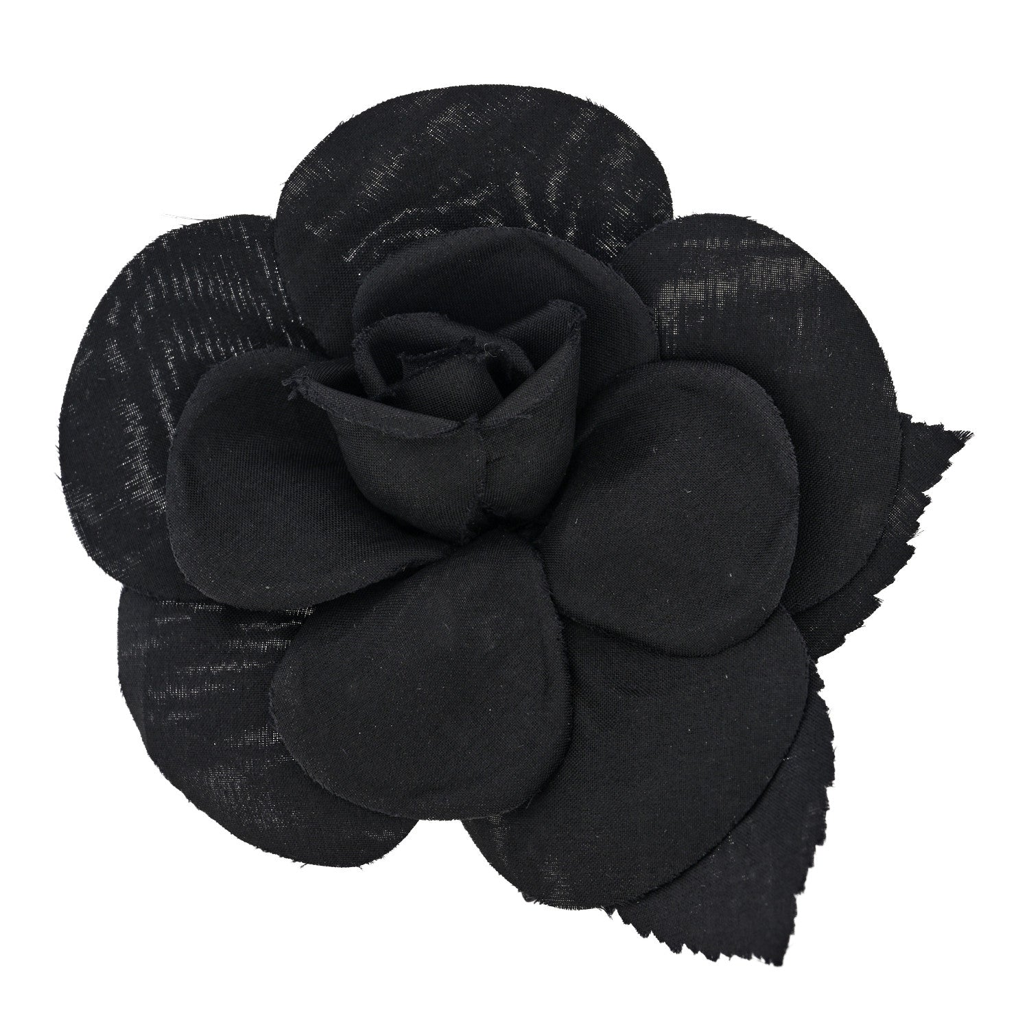 Chanel Silk Taffeta Camellia Brooch Pin Black 1 of 3