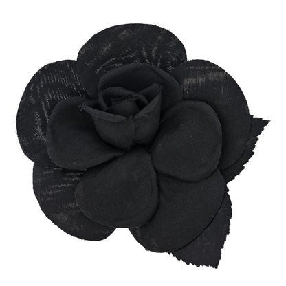 Chanel Silk Taffeta Camellia Brooch Pin Black 1 of 3