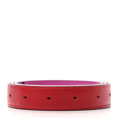 Hermes Epsom Swift 24mm Belt Strap 85 Rouge Casaque Magnolia 2 of 5