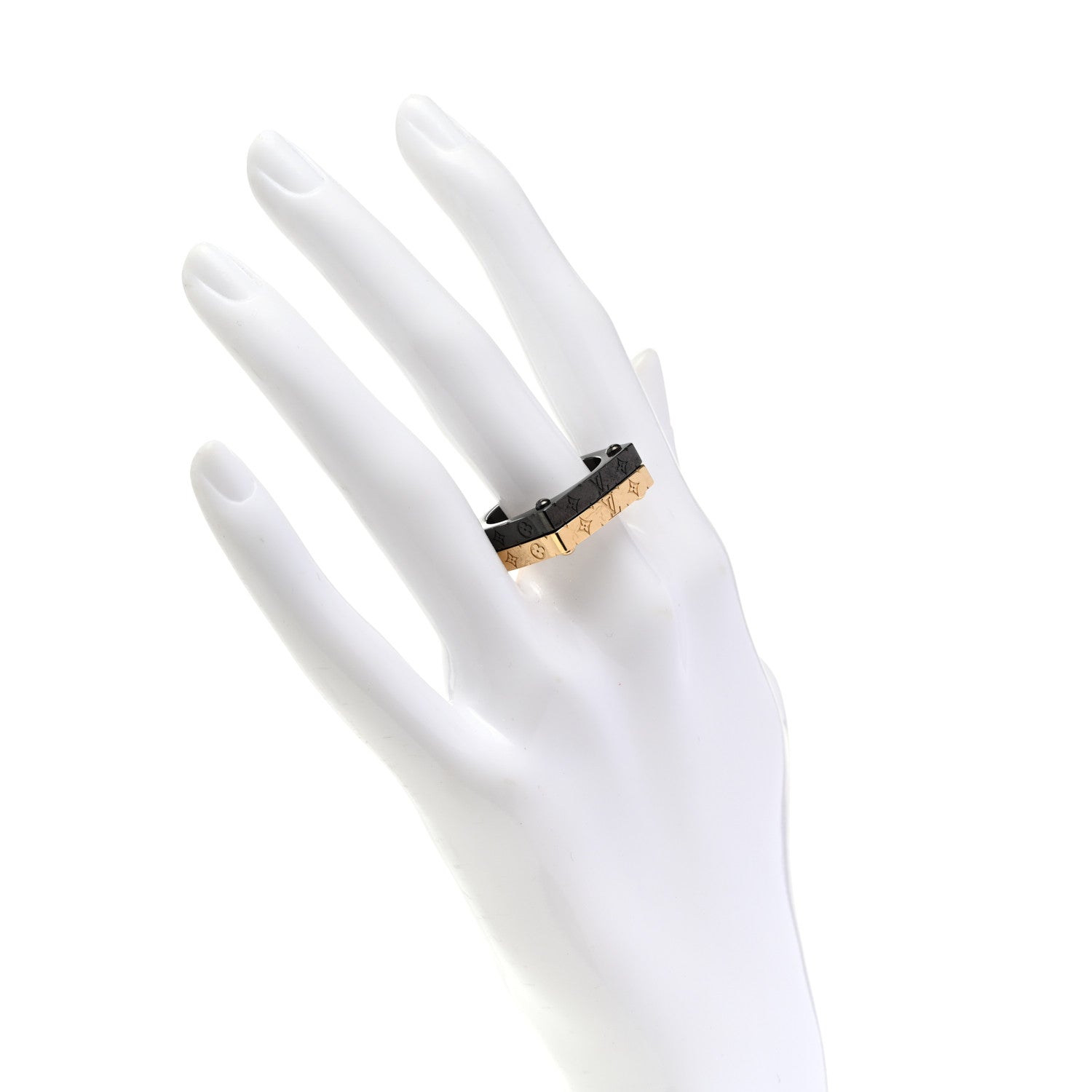 Louis Vuitton Monogram Bold Rings L 62 10 Gold Black 2 of 6