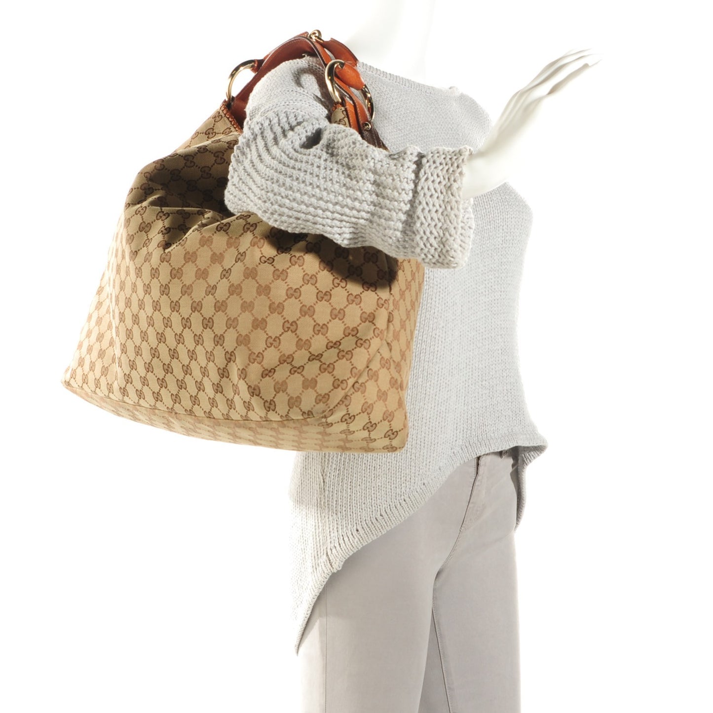 Monogram Large Horsebit Chain Hobo Brown
