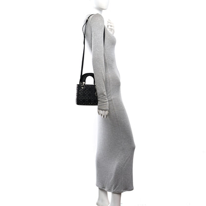 Christian Dior Satin Crystal Cannage Mini Lady Dior Black 2 of 11