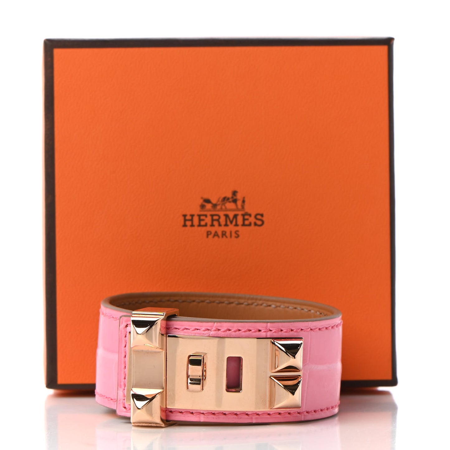 Matte Niloticus Crocodile Collier de Chien CDC 24 Bracelet T2 Rose Bubblegum