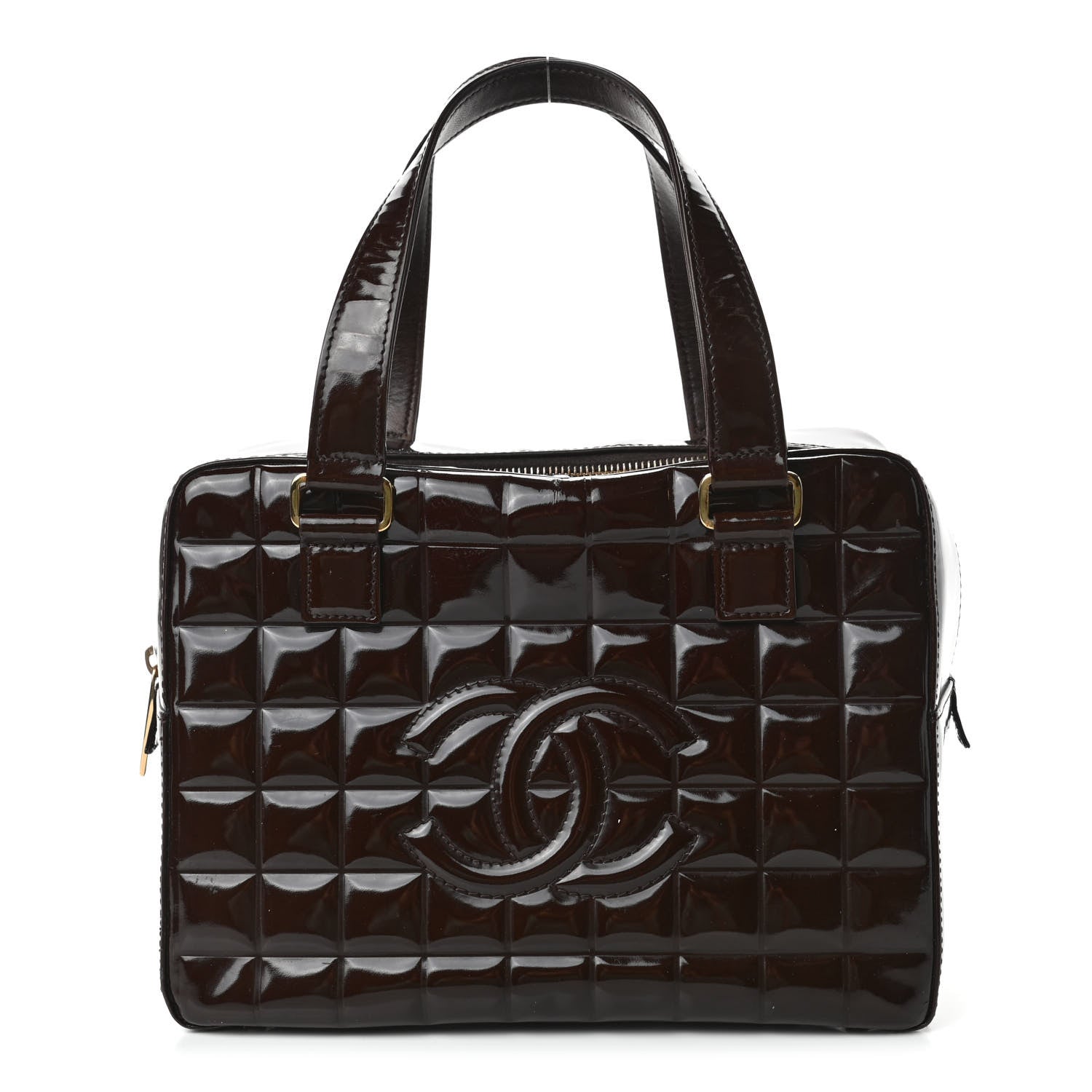 Chanel Patent Quilted Chocolate Bar Tote Brown 1 of 4