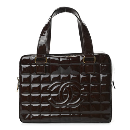 Chanel Patent Quilted Chocolate Bar Tote Brown 1 of 4