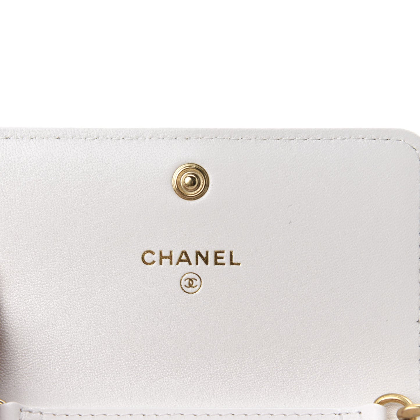 Lambskin Quilted 19 Flap Coin Purse With Chain White