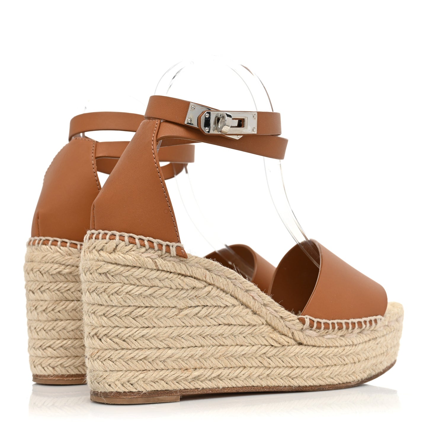 Calfskin Tivoli Espadrille Wedge Sandals 38 Naturel