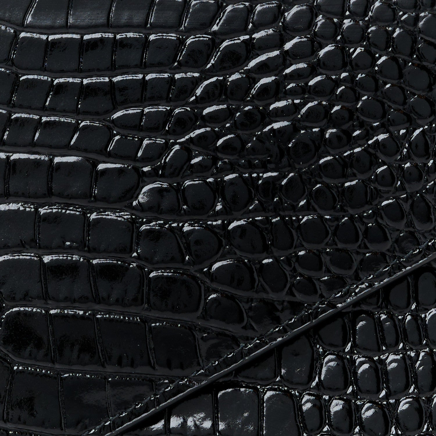 Saint Laurent Calfskin Crocodile Embossed Monogram Cassandre Flap Pouch Black 8 of 8
