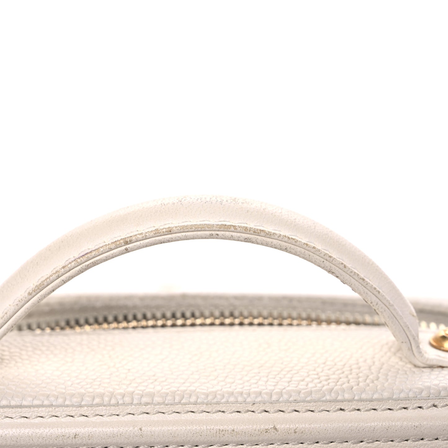 Caviar Quilted Small CC Filigree Vanity Case White