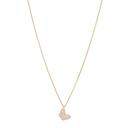 Van Cleef & Arpels 18K Yellow Gold Mother of Pearl Sweet Alhambra Butterfly Pendant Necklace 1 of 6