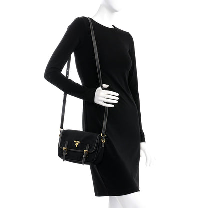 Prada Tessuto Nylon Saffiano Small Messenger Bag Black 2 of 8
