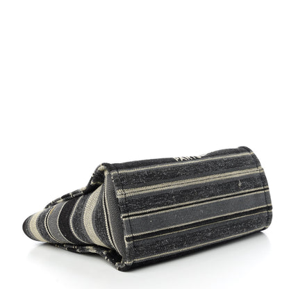 Chanel Striped Canvas Small Deauville Tote Dark Grey 4 of 10