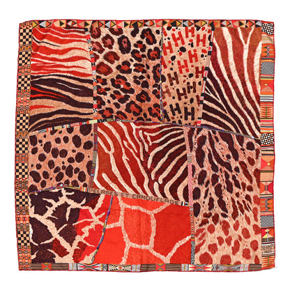 Hermes Silk Pelages et Camouflage Scarf 90 Brique Acajou Rouge H 1 of 5