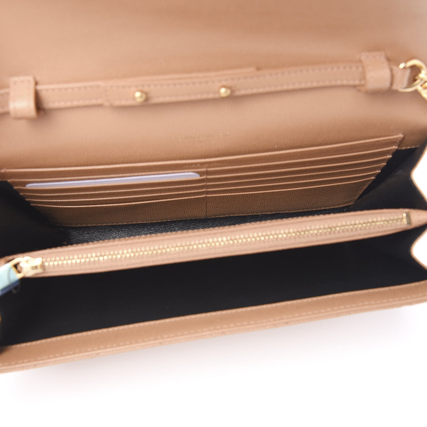 Grain De Poudre Mixed Matelasse Triquilt Monogram Chain Wallet Dune