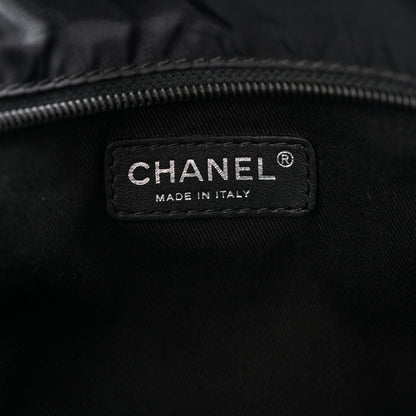 Chanel Nylon Calfskin Quilted CC Paris New York Tote Bag Black 6 of 12
