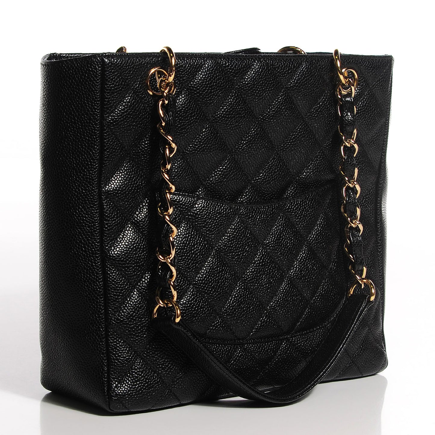 Caviar Quilted Petit Shopping Tote PST Black