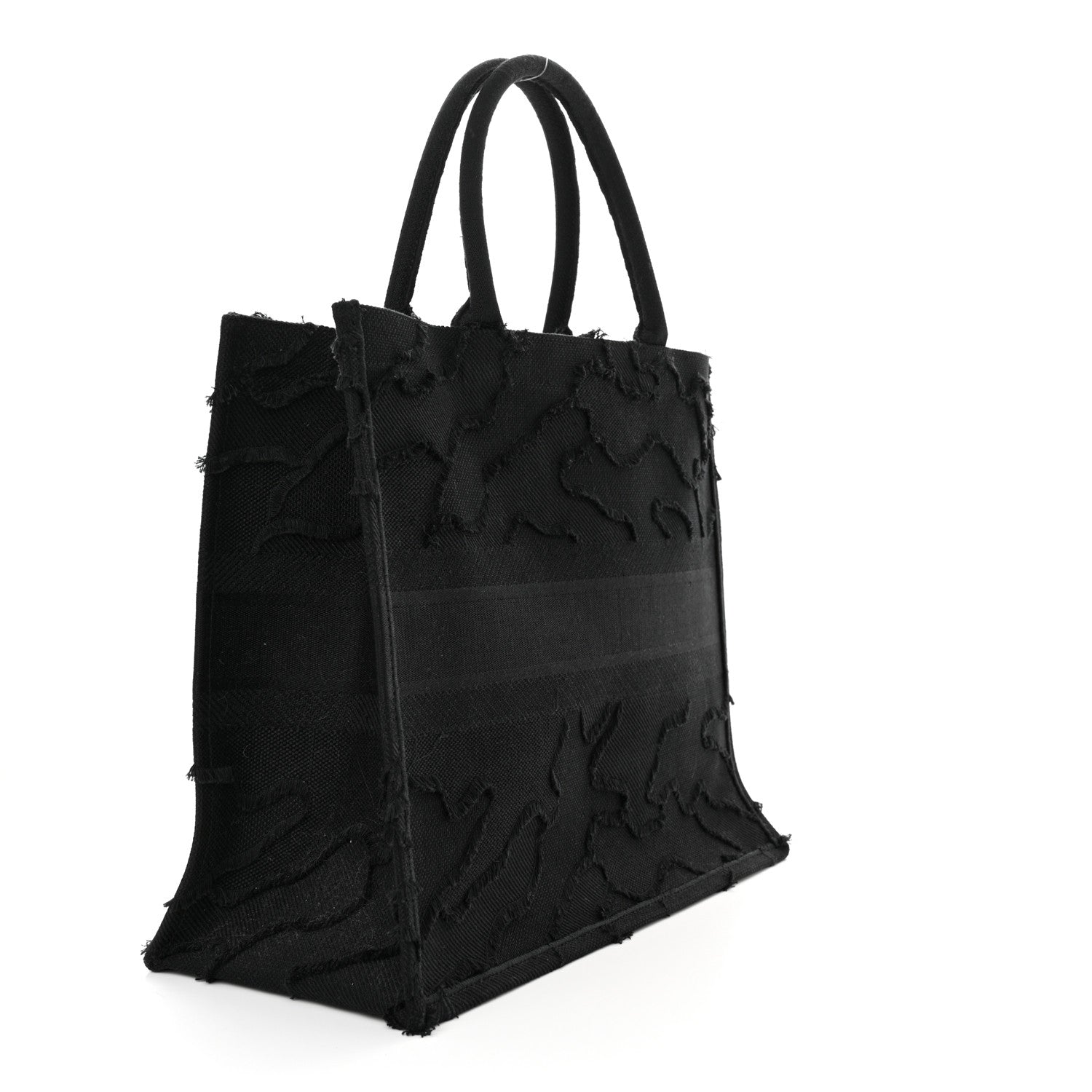 Christian Dior Canvas Embroidered Camouflage Book Tote Black 3 of 13