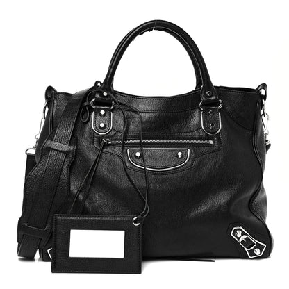 Balenciaga Chevre Silver Metallic Edge Hardware Velo Black 1 of 28