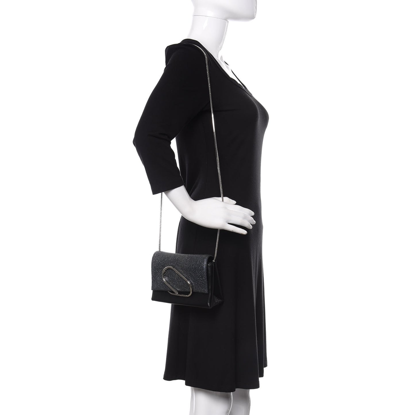 3.1 Calfskin Stingray Embossed Micro Alix Crossbody Bag Black