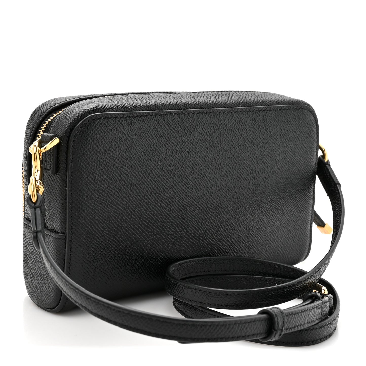 Grained Calfskin Caro Double Pouch Black