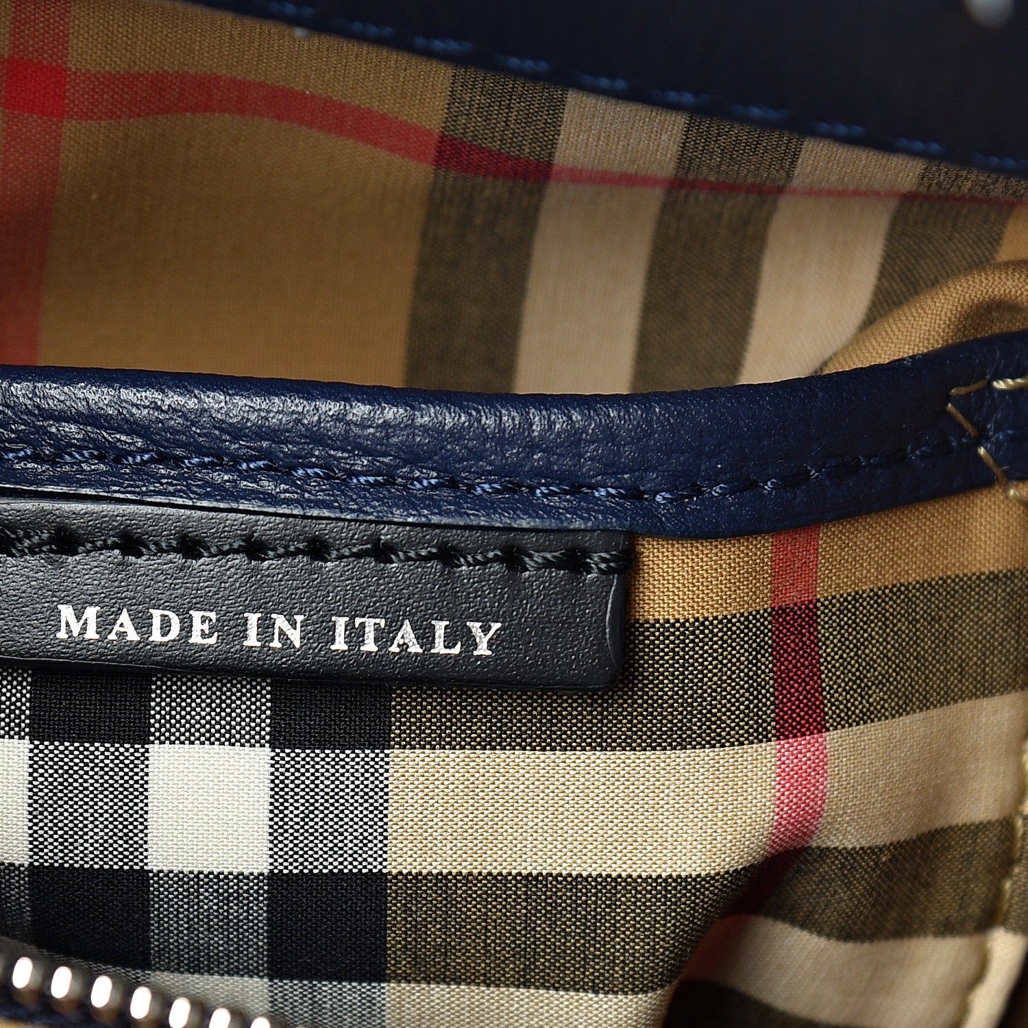 Burberry Derby Calfskin Vintage Check Medium Banner Tote Regency Blue 6 of 11