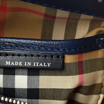 Burberry Derby Calfskin Vintage Check Medium Banner Tote Regency Blue 6 of 11