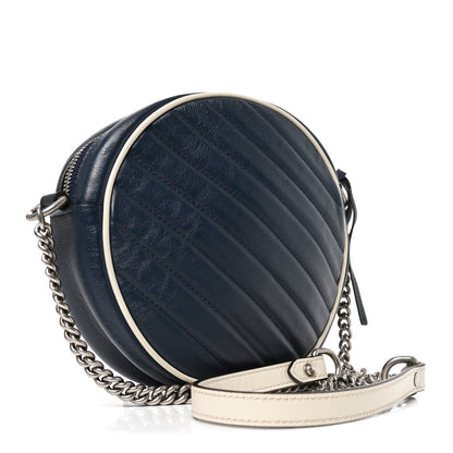 Gucci Azalea Calfskin Matelasse Diagonal Mini Torchon GG Marmont Round Shoulder Bag Blue Agata Mystic White 3 of 11