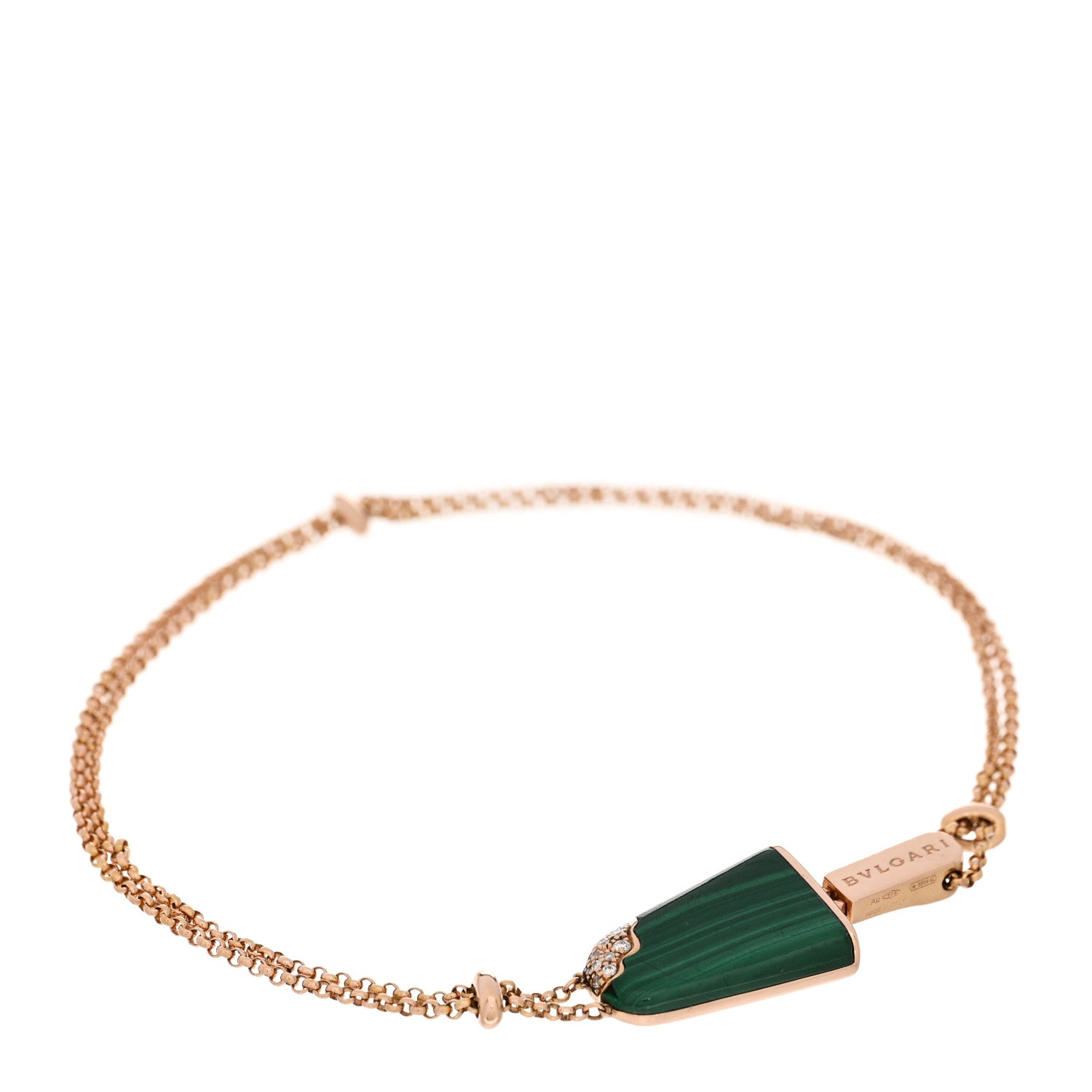 Bulgari 18K Rose Gold Diamond Malachite Gelati Bracelet SM 1 of 4